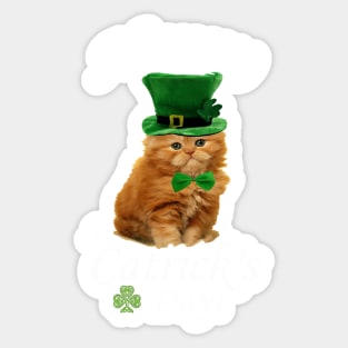 St. Patrick's Day Irish Ginger Cat With A Hat And Bow Tie Sticker